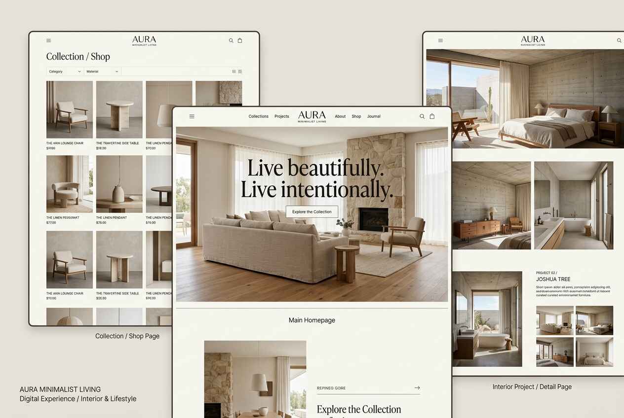 Aura Minimalist Living website showcase